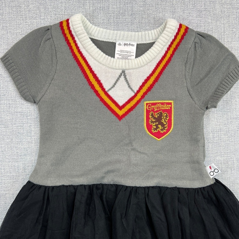 Harry Potter Gryffindor Sweater Dress Knit Tulle Skirt Girls 4T Wizarding World - Picture 3 of 9